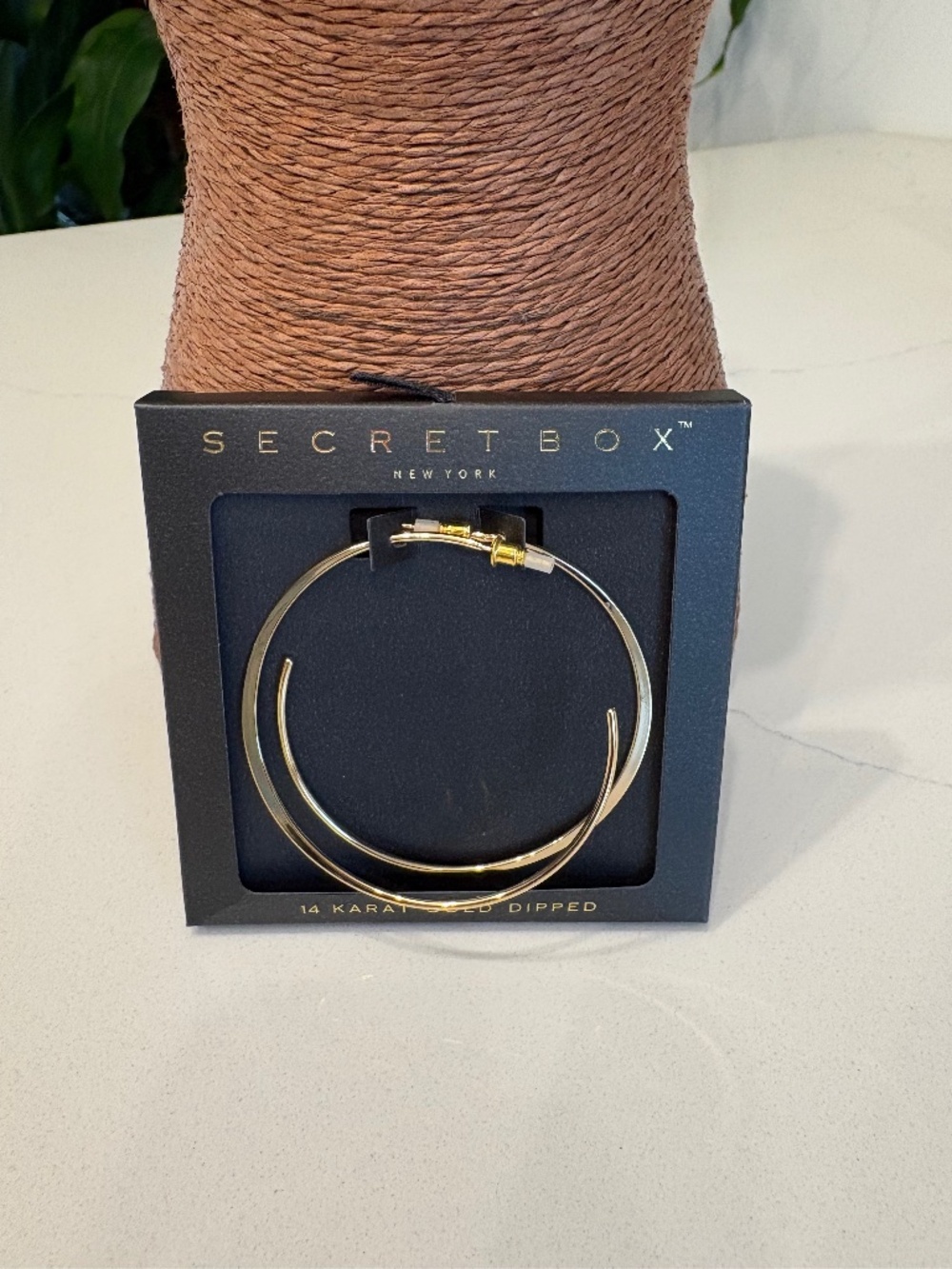 Secret Box New York 14K Gold  2.25 Inch Dipped Hoop Earrings (E)